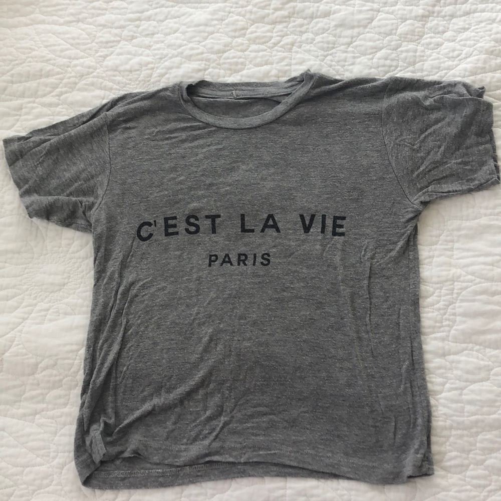 Rare Brandy Melville Grey C’est La Vie Crop Top